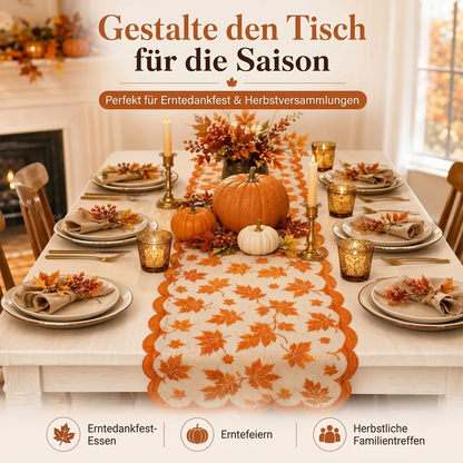 Herbstliches Ahornblatt-Spitzen-Tischläufer und Platzdeckchen-Set