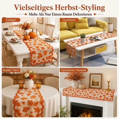 Herbstliches Ahornblatt-Spitzen-Tischläufer und Platzdeckchen-Set