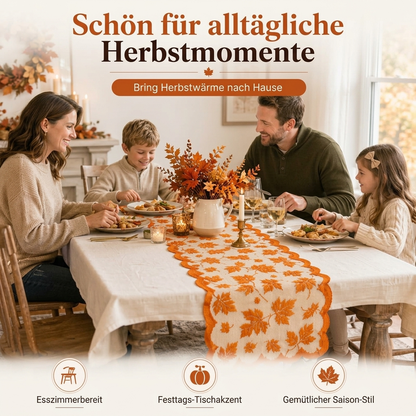 Herbstliches Ahornblatt-Spitzen-Tischläufer und Platzdeckchen-Set