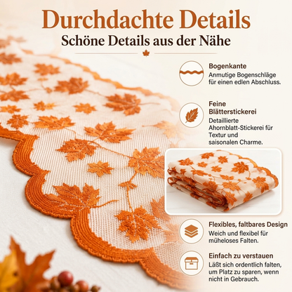 Herbstliches Ahornblatt-Spitzen-Tischläufer und Platzdeckchen-Set