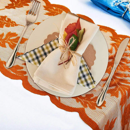 Herbstliches Ahornblatt-Spitzen-Tischläufer und Platzdeckchen-Set