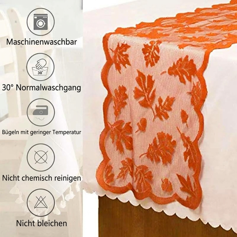 Herbstliches Ahornblatt-Spitzen-Tischläufer und Platzdeckchen-Set