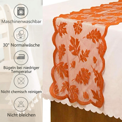 Herbstliches Ahornblatt-Spitzen-Tischläufer und Platzdeckchen-Set