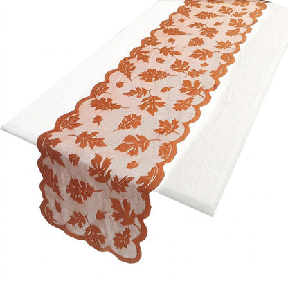 Herbstliches Ahornblatt-Spitzen-Tischläufer und Platzdeckchen-Set