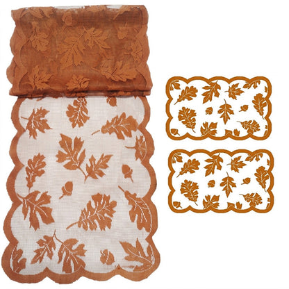 Herbstliches Ahornblatt-Spitzen-Tischläufer und Platzdeckchen-Set