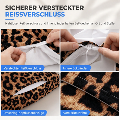 🔥 50 % Rabatt! 🐆 Bettwäscheset mit Leopardenmuster-Digitaldruck, 2–3-teiliges Set bestehend aus Bettbezug und Kissenbezügen 🛏️✨