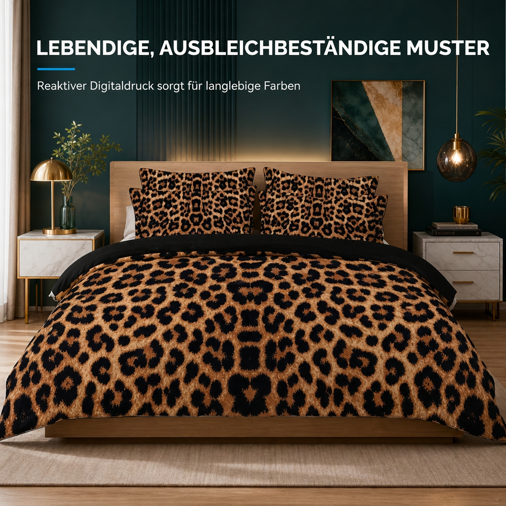 🔥 50 % Rabatt! 🐆 Bettwäscheset mit Leopardenmuster-Digitaldruck, 2–3-teiliges Set bestehend aus Bettbezug und Kissenbezügen 🛏️✨
