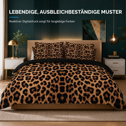 🔥 50 % Rabatt! 🐆 Bettwäscheset mit Leopardenmuster-Digitaldruck, 2–3-teiliges Set bestehend aus Bettbezug und Kissenbezügen 🛏️✨