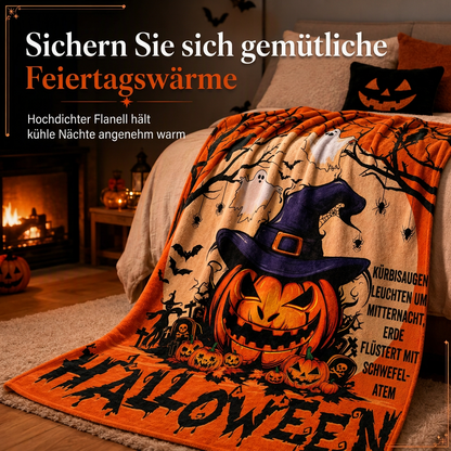 🎃Flauschige Flanelldecke mit Retro-Halloween-Motiv – kuschelig für Zuhause & Mittagsschlaf