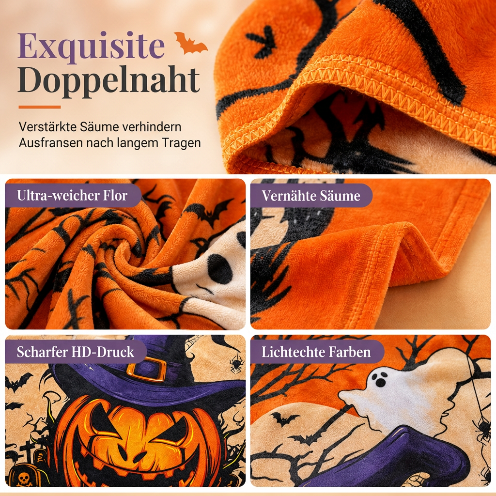 🎃Flauschige Flanelldecke mit Retro-Halloween-Motiv – kuschelig für Zuhause & Mittagsschlaf