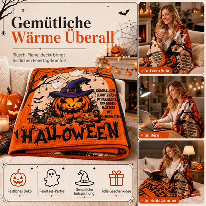 🎃Flauschige Flanelldecke mit Retro-Halloween-Motiv – kuschelig für Zuhause & Mittagsschlaf