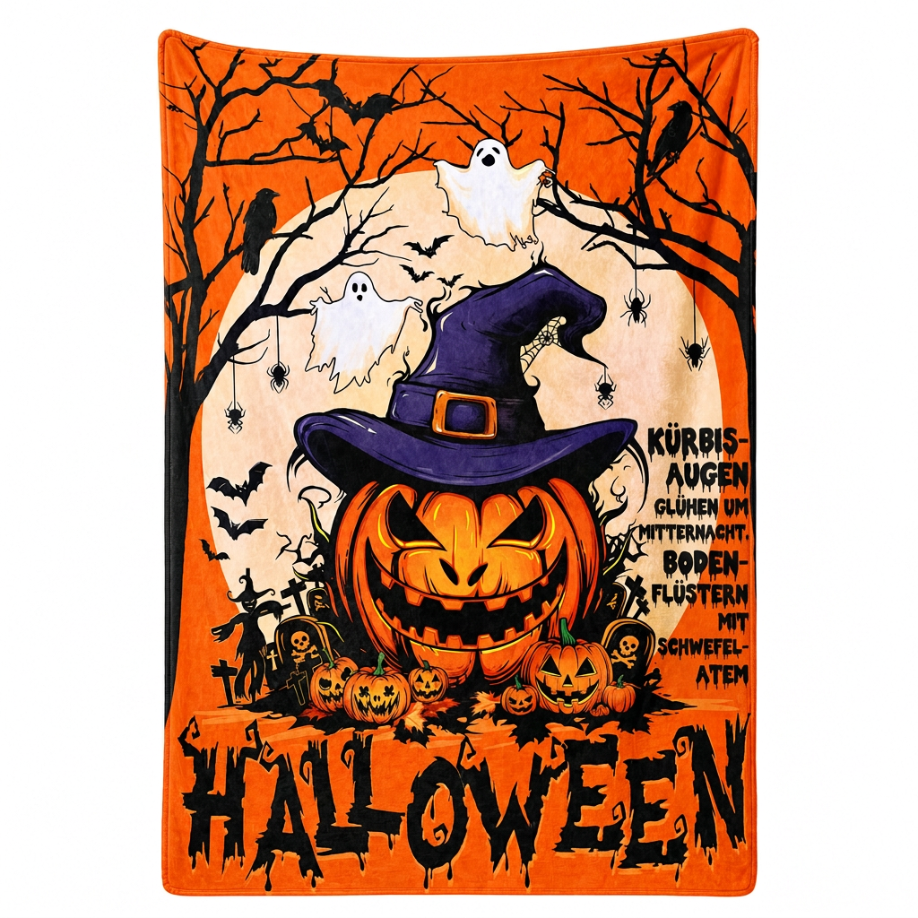 🎃Flauschige Flanelldecke mit Retro-Halloween-Motiv – kuschelig für Zuhause & Mittagsschlaf
