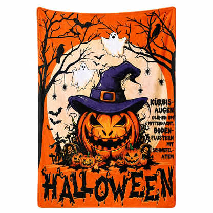 🎃Flauschige Flanelldecke mit Retro-Halloween-Motiv – kuschelig für Zuhause & Mittagsschlaf