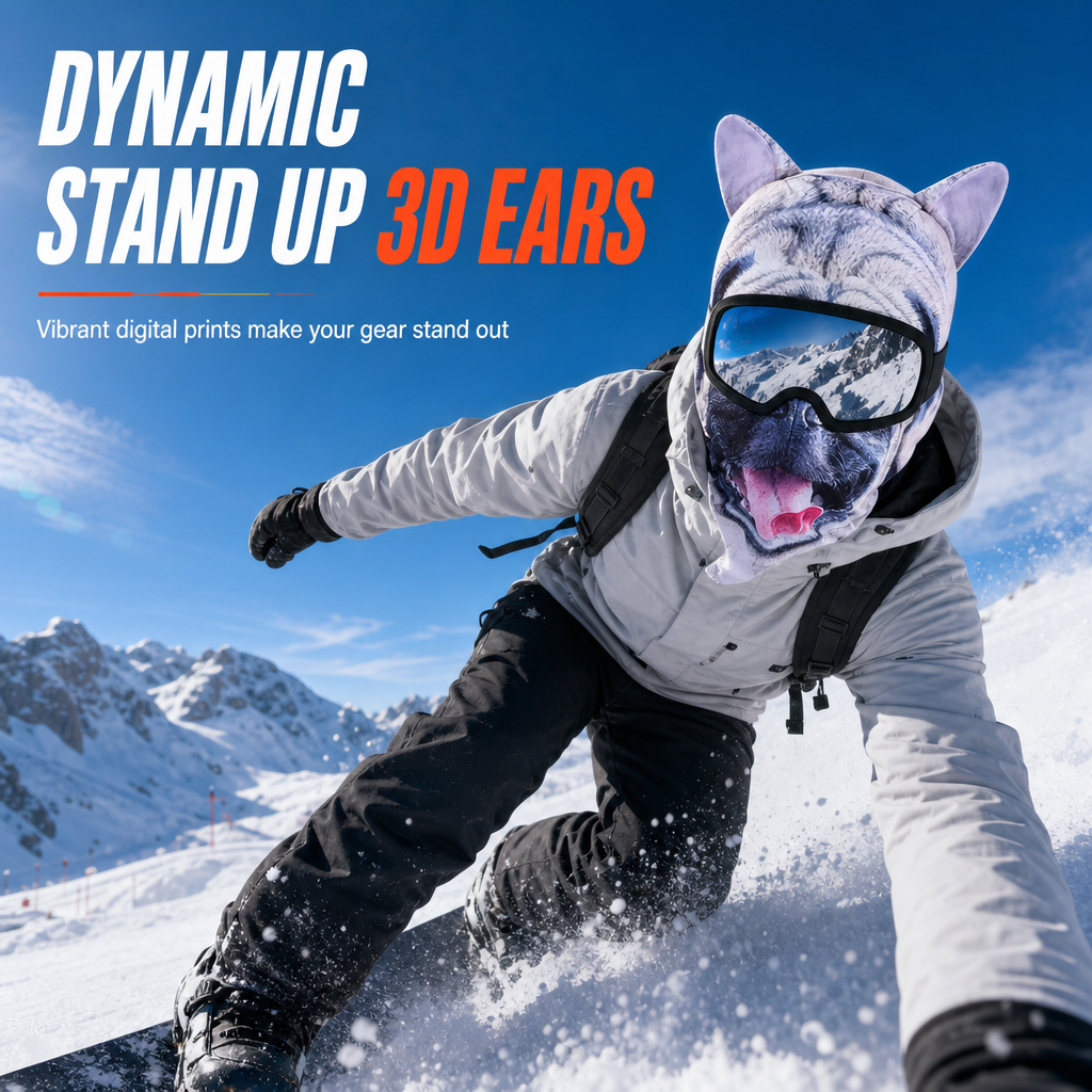 🛡️ Tier-Design Balaclava mit Katzenmotiv – winddicht, UV-Schutz & warm, für Ski, Radfahren & Winter⛷️
