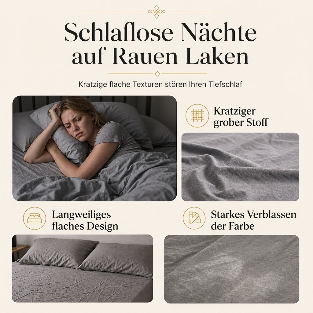 Bettwäscheset aus gewaschener Baumwolle im französischen Prinzessinnen-Stil, schlicht und frisch, 4-teiliges Set aus Bettbezug und Bettlaken für alle Jahreszeiten