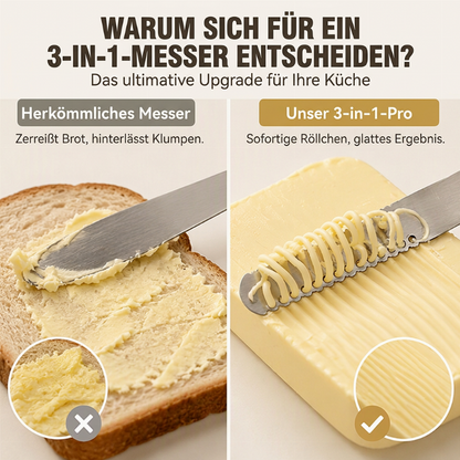 Professionelles 3-in-1 Buttermesser und Streichmesser aus 304 Edelstahl