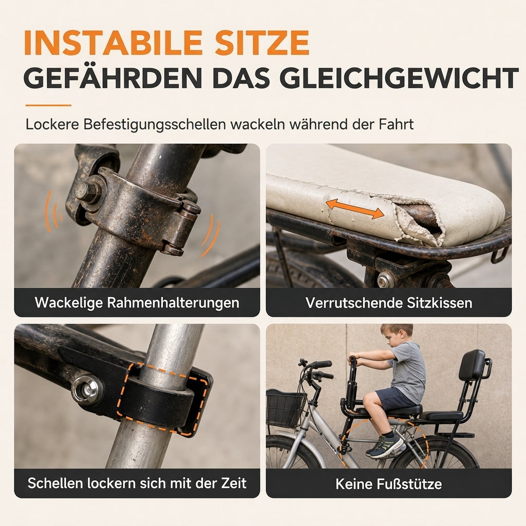 📢📢50% RABATT !!⏰Fahrradkindersitz mit Rückenlehne und Polster für Mountainbikes, Outdoor-Fahrten mit Eltern und Kind