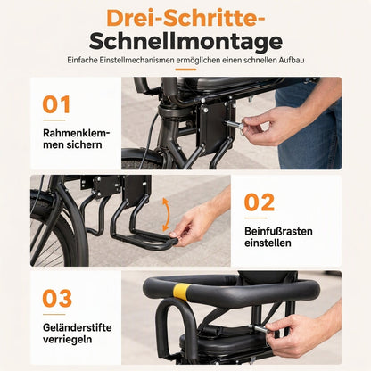 📢📢50% RABATT !!⏰Fahrradkindersitz mit Rückenlehne und Polster für Mountainbikes, Outdoor-Fahrten mit Eltern und Kind