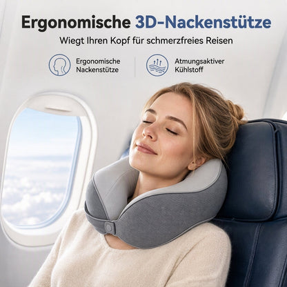 U-förmiges Reisekissen aus Memory Foam mit Eisenseidenbezug und Magnetverschluss für tragbare Nackenstütze