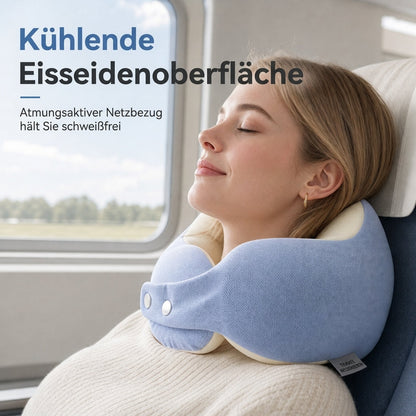 U-förmiges Reisekissen aus Memory Foam mit Eisenseidenbezug und Magnetverschluss für tragbare Nackenstütze