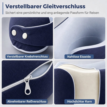 U-förmiges Reisekissen aus Memory Foam mit Eisenseidenbezug und Magnetverschluss für tragbare Nackenstütze