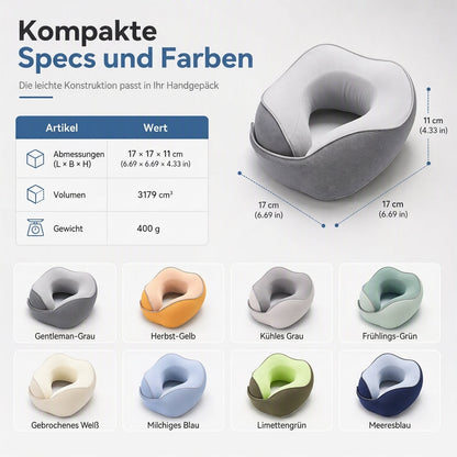 U-förmiges Reisekissen aus Memory Foam mit Eisenseidenbezug und Magnetverschluss für tragbare Nackenstütze
