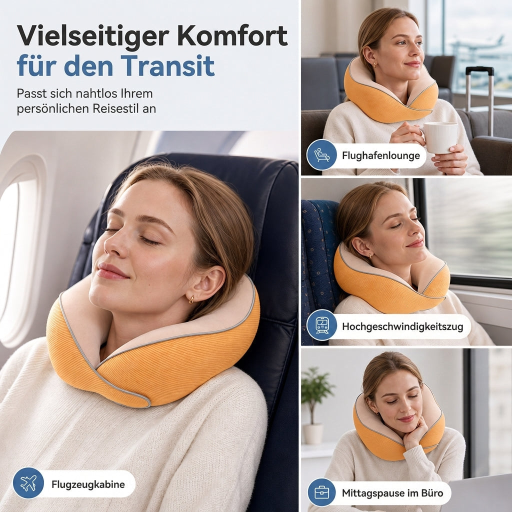 U-förmiges Reisekissen aus Memory Foam mit Eisenseidenbezug und Magnetverschluss für tragbare Nackenstütze