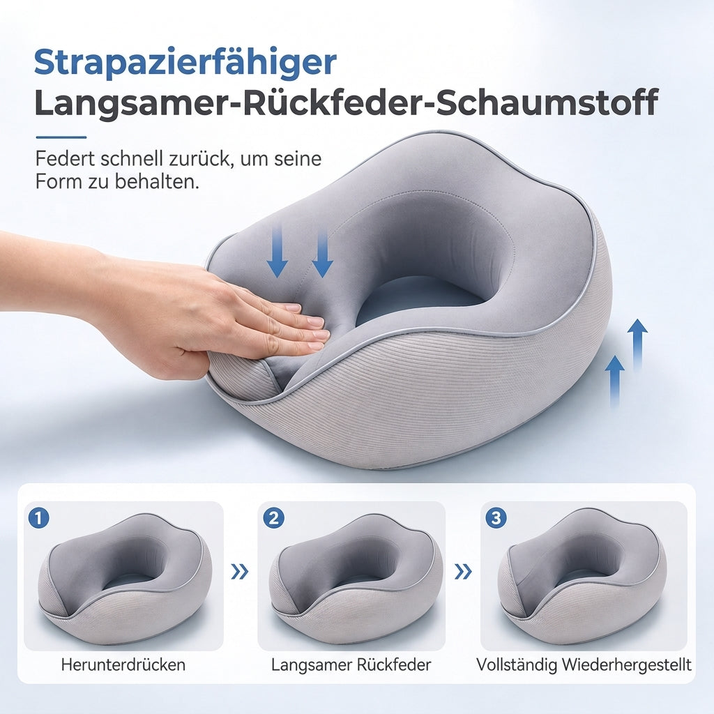 U-förmiges Reisekissen aus Memory Foam mit Eisenseidenbezug und Magnetverschluss für tragbare Nackenstütze