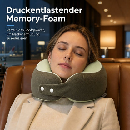 U-förmiges Reisekissen aus Memory Foam mit Eisenseidenbezug und Magnetverschluss für tragbare Nackenstütze