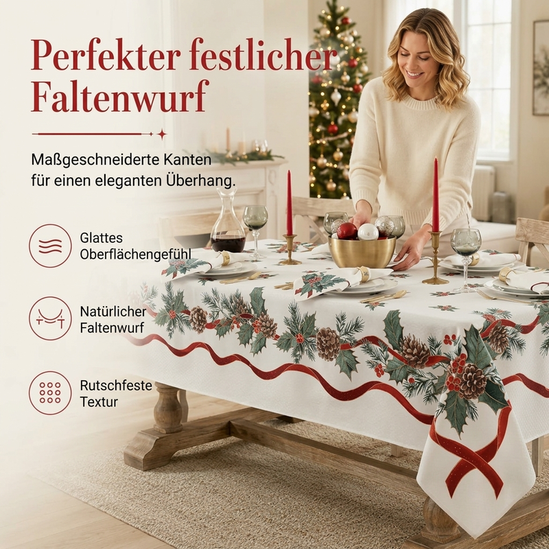 🎉 Wasserfeste festliche Tischdecke – ideal für Feiertage, Partys und besondere Anlässe ✨🎄