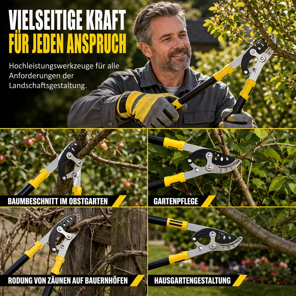 🌿 50 % Rabatt! ✂️ Hochbelastbare Gartenschere mit Compound-Hebelwirkung – gehärtete Stahlklinge & Rahmen aus Flugzeugaluminium für kraftvolles Schneiden