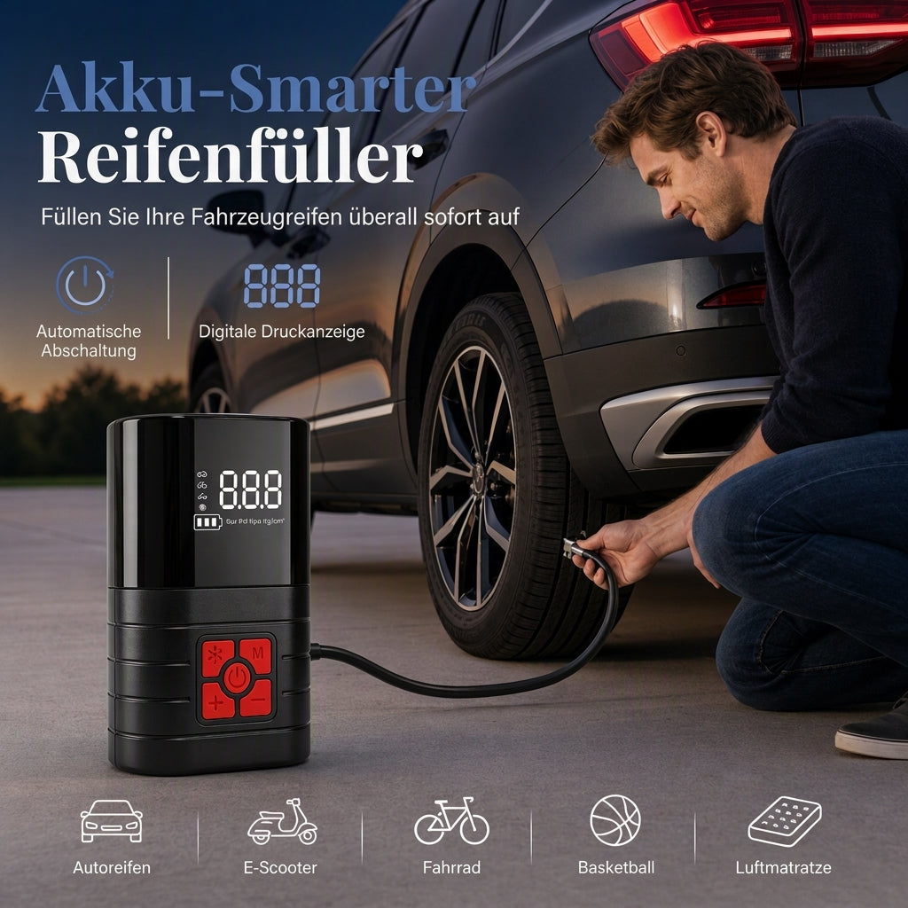 ⏳Zeitlich begrenztes Sonderangebot⏰Tragbarer elektrischer Handreifenfüller/Luftpumpe für Autos, Fahrräder und Reifen von Elektrofahrzeugen
