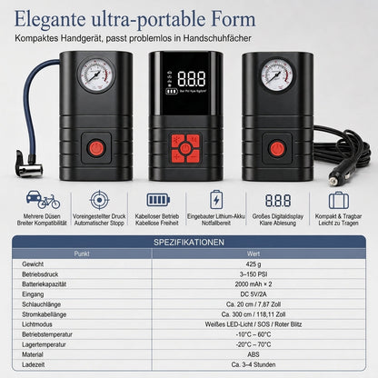 ⏳Zeitlich begrenztes Sonderangebot⏰Tragbarer elektrischer Handreifenfüller/Luftpumpe für Autos, Fahrräder und Reifen von Elektrofahrzeugen