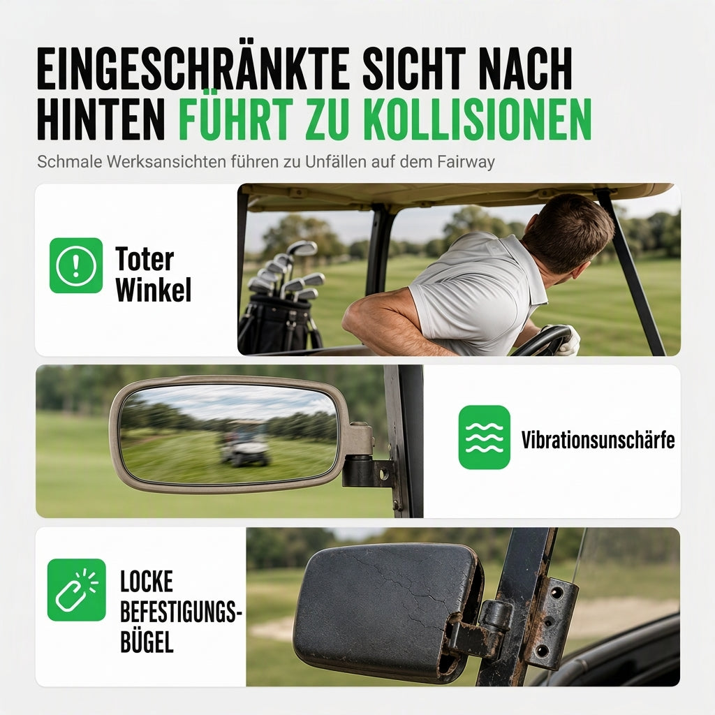 📢📢50% RABATT !!⏰Universeller Golfcart-Spiegel – gebogenes Glas & antivibrations-Halterung ✨