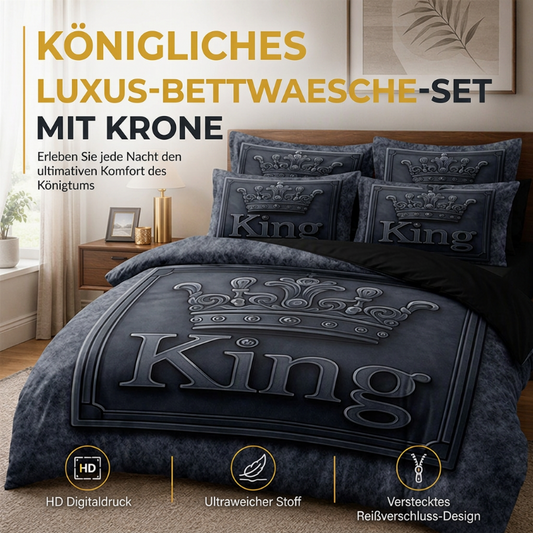 Modernes 3-teiliges Bettwäsche-Set im King Crown-Design