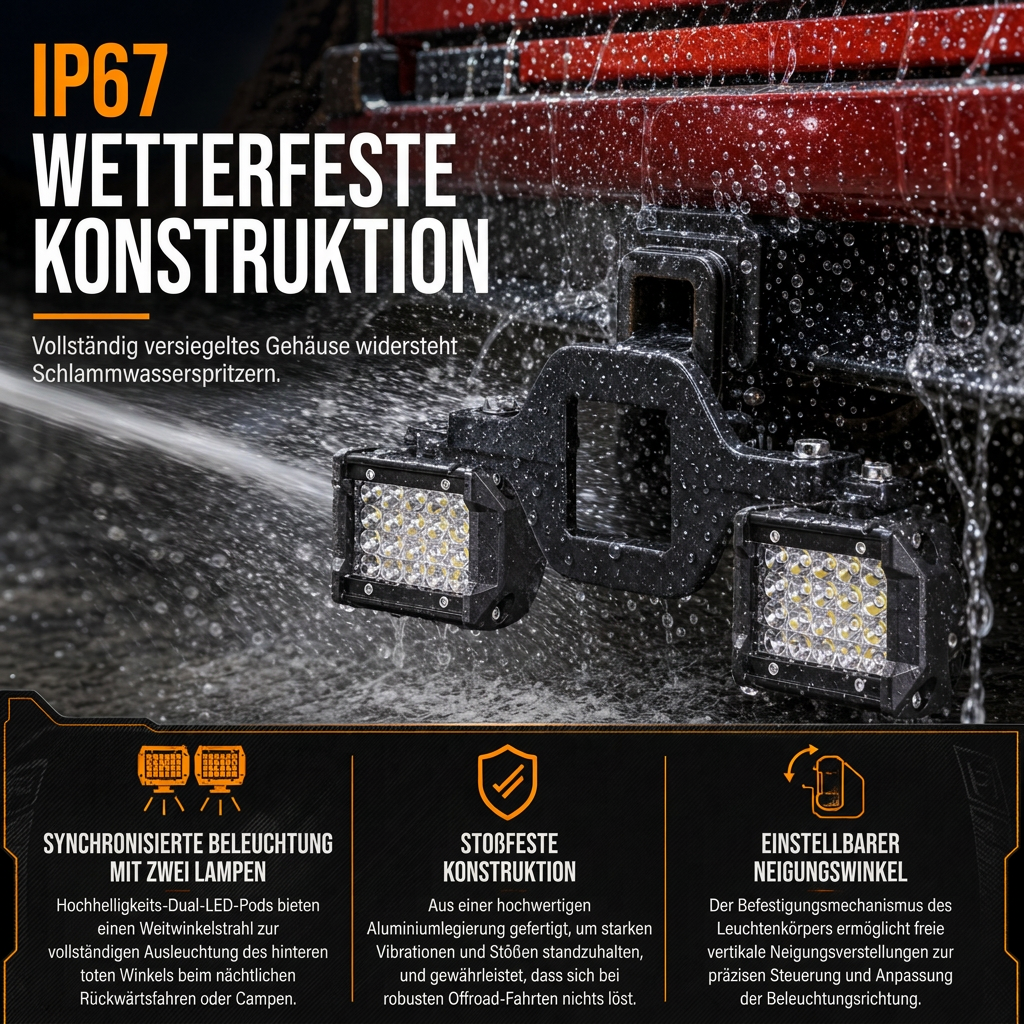 💡LED-Arbeitsscheinwerfer Lichtgruppe für Anhängerkupplung – Dual Rückfahrscheinwerfer Leuchtgruppe für Pickup & SUV🚙 | 🔥50% RABATT