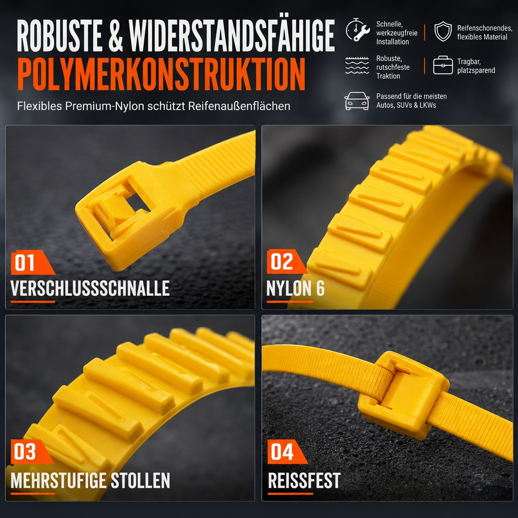 ❄️🚗 Universelle Schneeketten für Autos – Verdickte Anti-Rutsch-Reifenbänder für SUVs, Limousinen & Winterfahrten