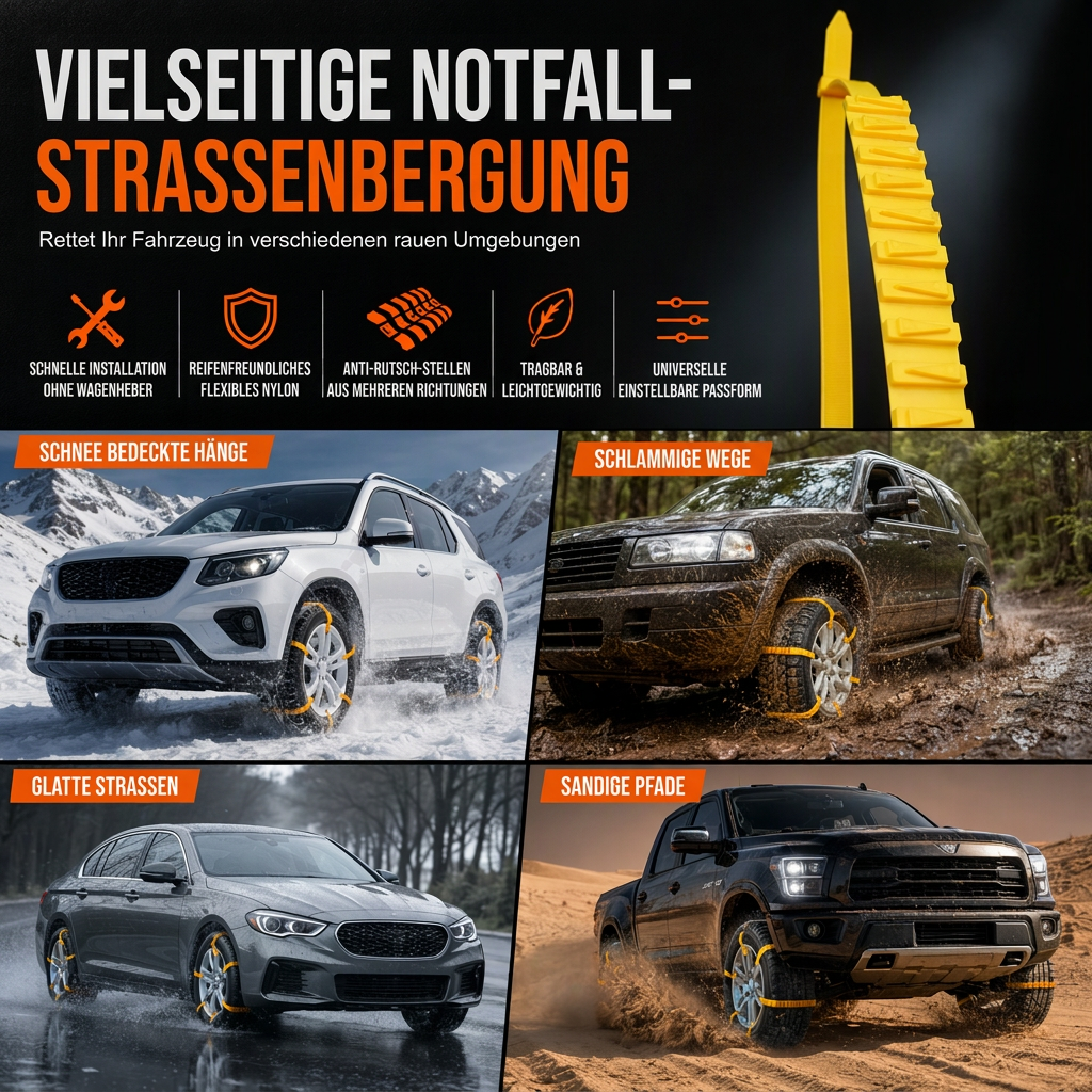 ❄️🚗 Universelle Schneeketten für Autos – Verdickte Anti-Rutsch-Reifenbänder für SUVs, Limousinen & Winterfahrten