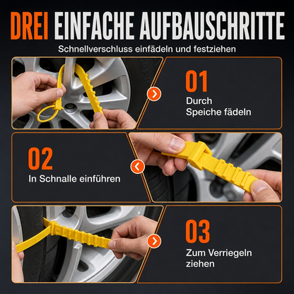 ❄️🚗 Universelle Schneeketten für Autos – Verdickte Anti-Rutsch-Reifenbänder für SUVs, Limousinen & Winterfahrten
