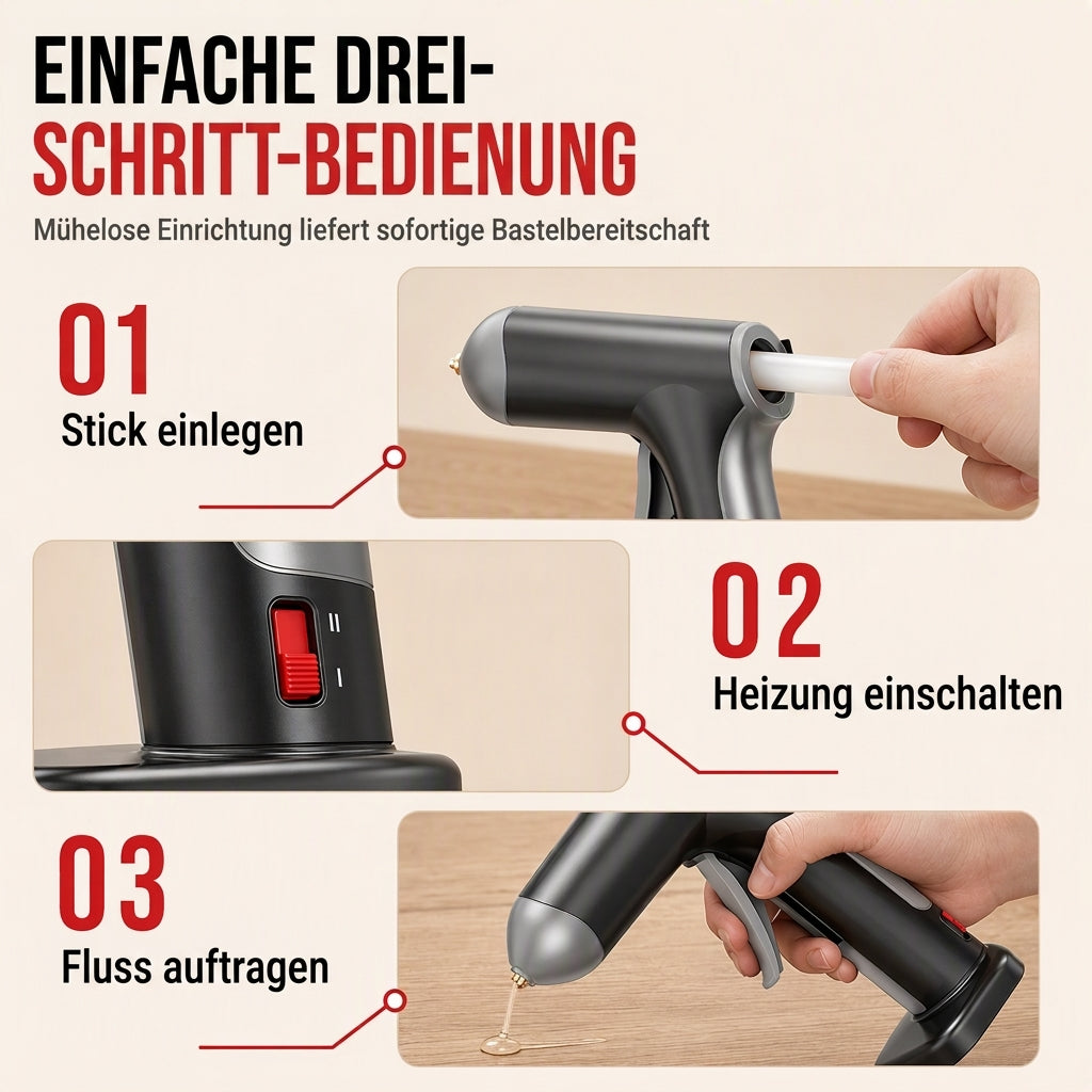 📢📢50% RABATT !!⏰Kabellose Heißklebepistolen mit 2000mAh wiederaufladbarem Akku und Kupferdüse, inklusive 10 Klebestifte für DIY-Bastelarbeiten und den Hausgebrauch