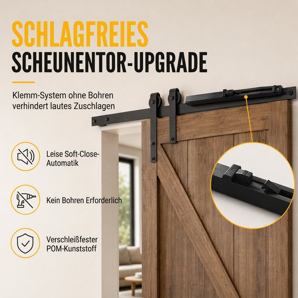 📢📢50% RABATT !!⏰Schiebetür Stalltür Soft Close Mechanismus POM Material Schienenpuffer Dämpfer Set mit bohrungsfreier Montage
