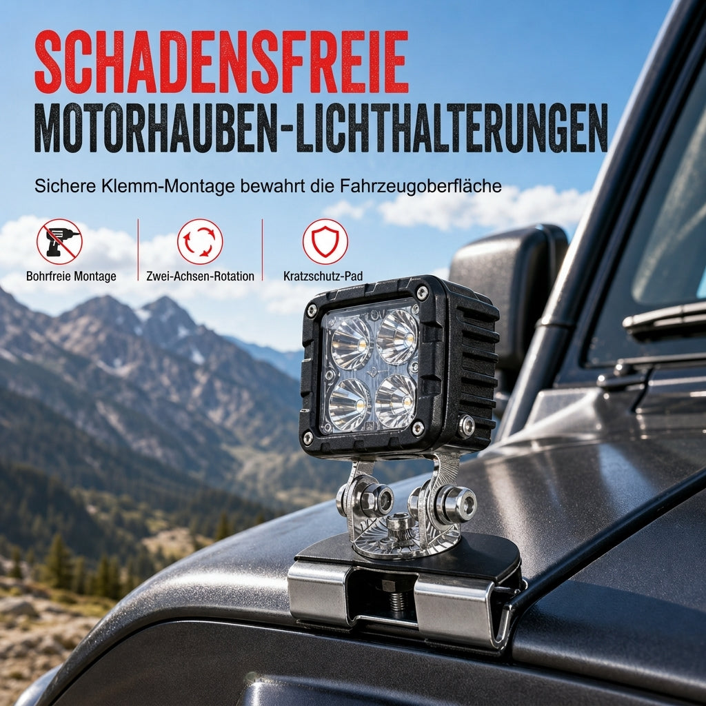 🚘 LED-Lichtbalken-Halterungsset für Motorhaube – 1 Paar Klemmenhalterungen für Arbeitsscheinwerfer, Umbau/Zubehör