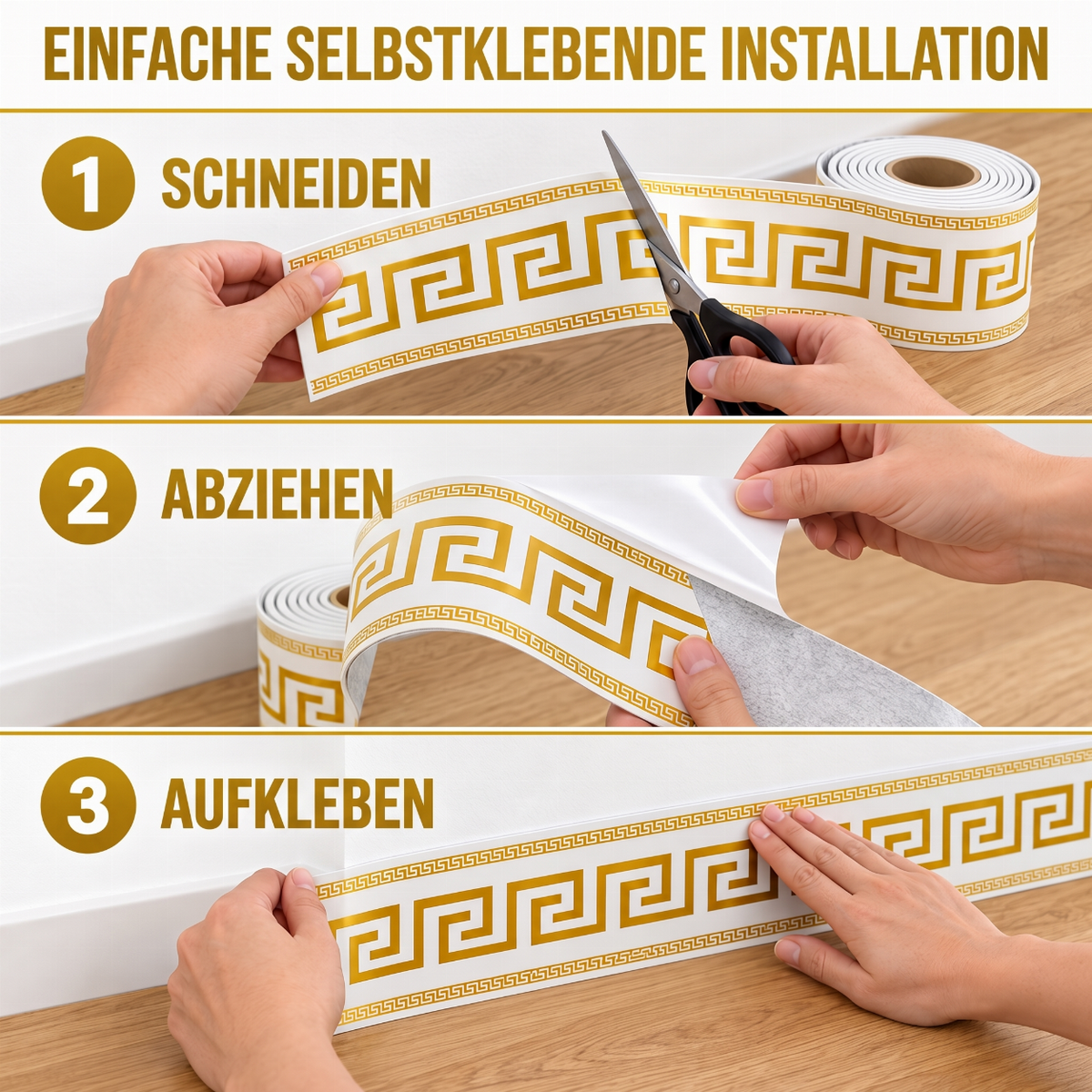 ✨ Selbstklebende Fußleisten-Kantenaufkleber – flexible Sockelleisten zum Aufkleben, ganz ohne Bohren