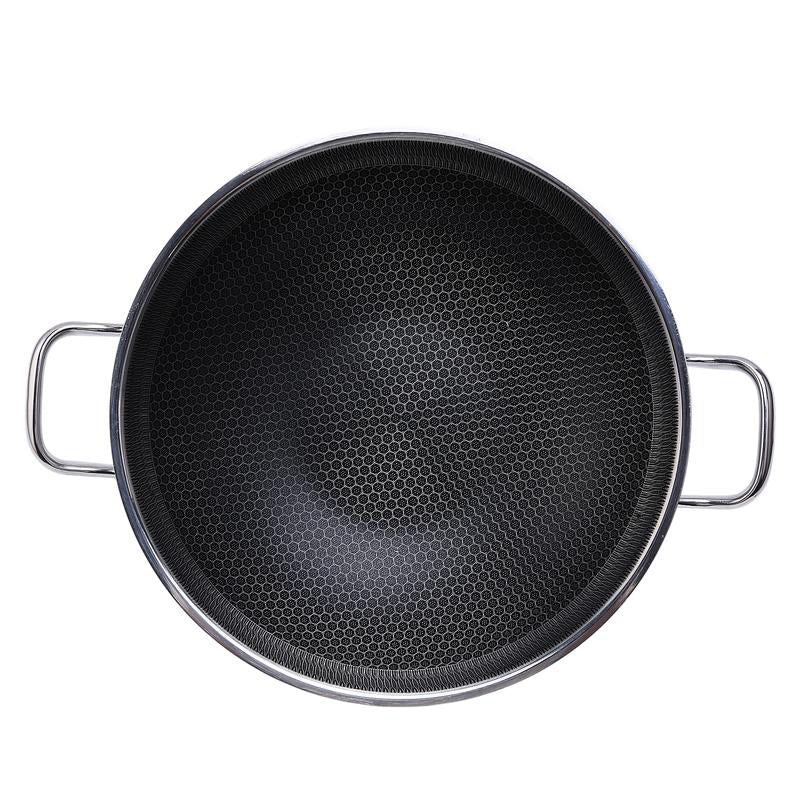 ⏳ Zeitlich befristetes Angebot ⏳ Edelstahl-Wokpfanne mit Wabenstruktur und Glasdeckel