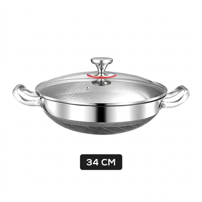 ⏳ Zeitlich befristetes Angebot ⏳ Edelstahl-Wokpfanne mit Wabenstruktur und Glasdeckel