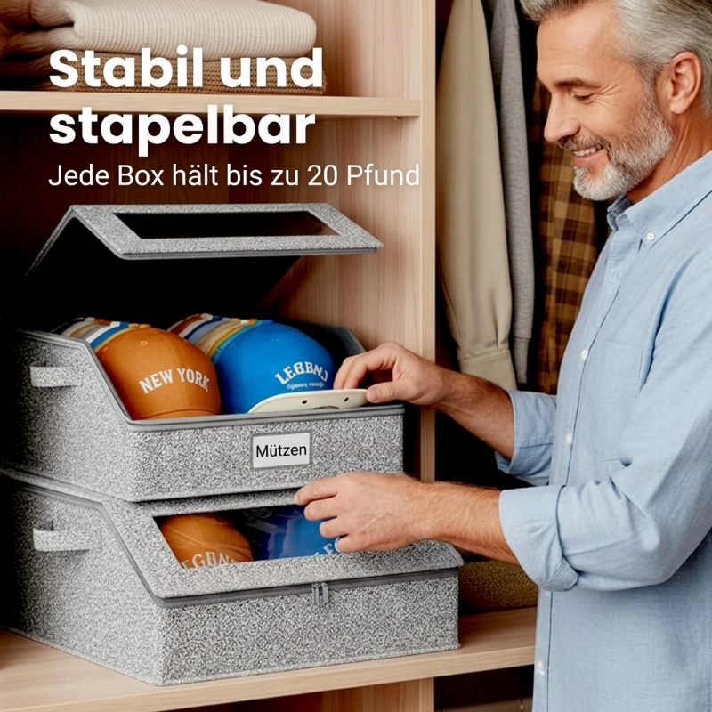 ✨JETZT 50 % RABATT!!✨Stapelbare Aufbewahrungsbox für Hüte mit durchsichtigem Fenster
