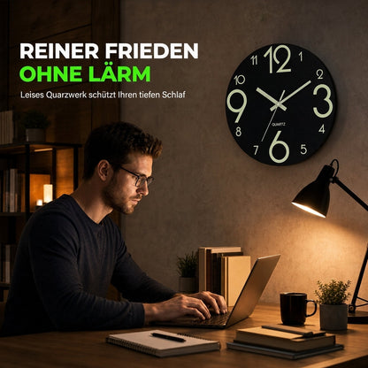 🔥 Zeitlich begrenztes Angebot 🕰️ 12 Zoll geräuschlose hölzerne Wanduhr – mit leuchtender Anzeige und MDF-Holzoptik ✨