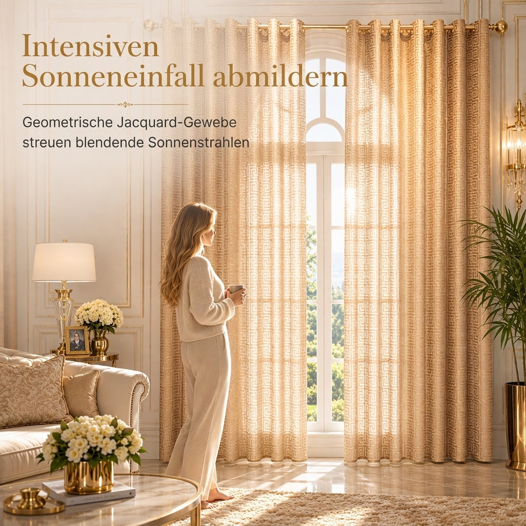Geometrisch gemusterter, transparenter Jacquard-Vorhang für das Wohnzimmer