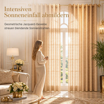 Geometrisch gemusterter, transparenter Jacquard-Vorhang für das Wohnzimmer
