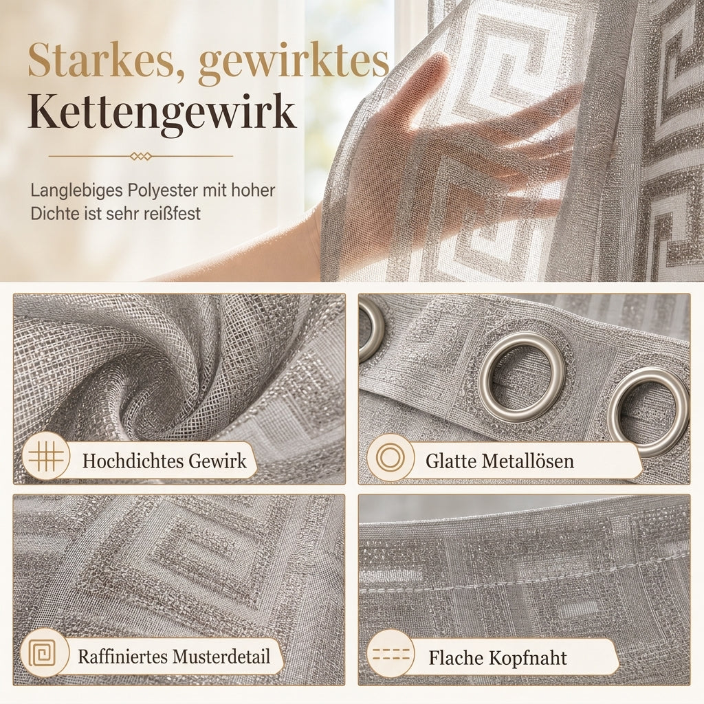 Geometrisch gemusterter, transparenter Jacquard-Vorhang für das Wohnzimmer